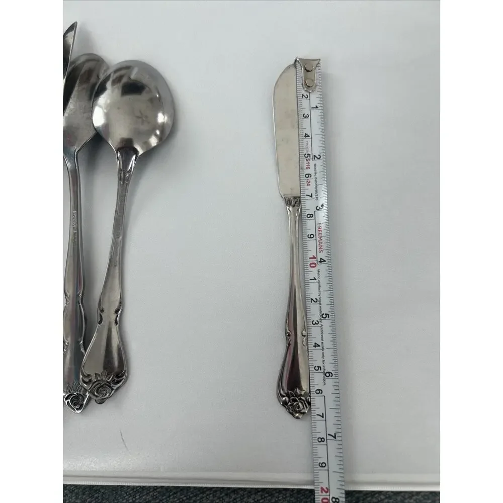 Vtg Oneida 1881 Rogers ARBOR‎ ROSE Set Of 4 SERVING Fork 2 Spoons & Butter Knife